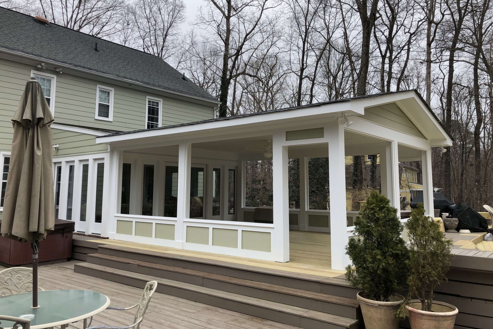 Covered porch and outdoor deck